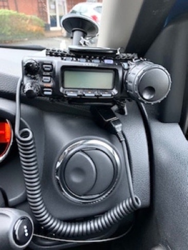 Image of amateur radio in a car.